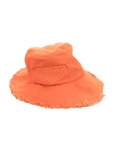 Pre-owned Prada Bucket Hat In Orange