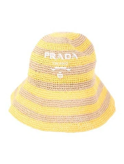 Pre-owned Prada Bucket Hat W/tags In Neutrals/yellow