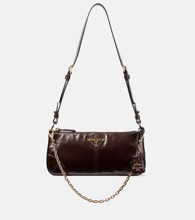 Prada Bucket Leather Crossbody Bag In Brown