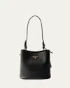 Prada Bucket Leather Shoulder Bag In F0002 Nero
