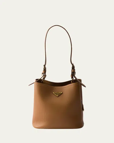 Prada Bucket Leather Shoulder Bag In F03bh Caramel 0
