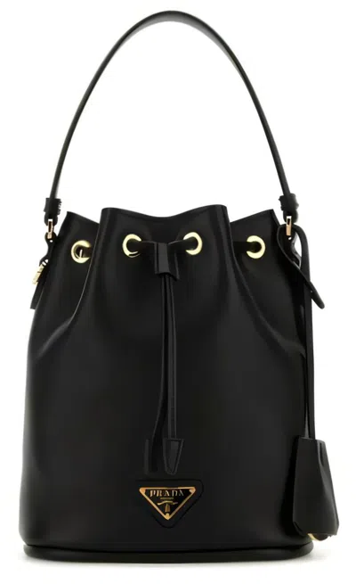 Prada Bucket-shape Shoulder Bag With Gold-tone Hardware In Black