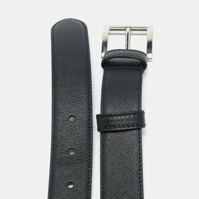 Pre-owned Prada Buckle 75cm Belt Black Leather