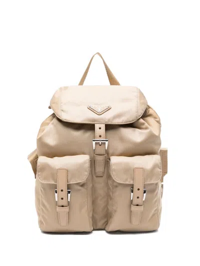 Prada Buckle Backpack In Brown