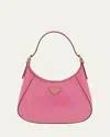 Prada Buckle Box Calf Leather Hobo Bag