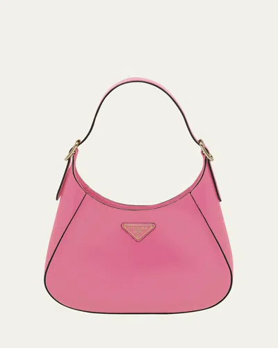 Prada Buckle Box Calf Leather Hobo Bag In F0zcl Begonia N