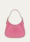 Prada Buckle Box Calf Leather Hobo Bag In F0zcl Begonia N