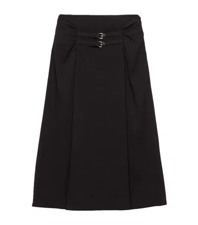 Prada Sable Flared Midi Skirt In Nero
