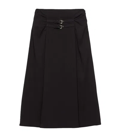 Prada Sable Flared Midi Skirt In Nero