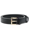 Prada Triangle-logo Leather Belt In Black