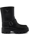 Prada Buckle-fastening Lug-sole Boots In Black