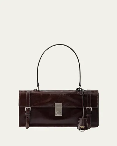 Prada Medium Buckle Flap Leather Shoulder Bag In F01d6 Moro N