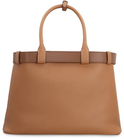 Prada Buckle Leather Bag In Saddle Brown