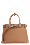 Prada Buckle Leather Bag In Saddle Brown