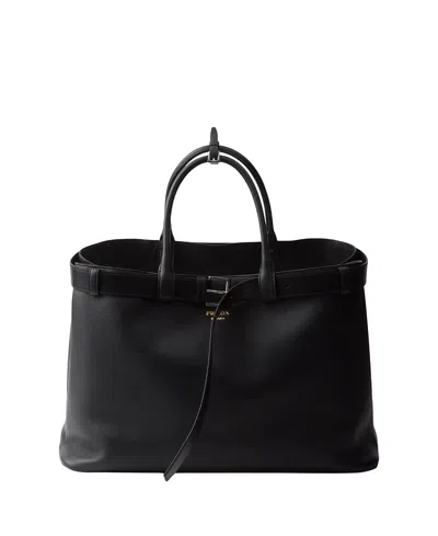 PRADA BUCKLE LEATHER BAG WITH BELT