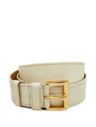 Pre-owned Prada Buckle Leather Belt In White