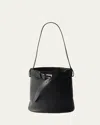 Prada Buckle Leather Bucket Bag With Belt In F0002 Nero