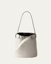 Prada Buckle Leather Bucket Bag In F0g3z Bianconero