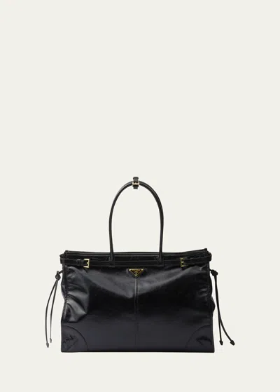 PRADA BUCKLE LEATHER SHOULDER BAG