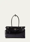 Prada Buckle Leather Shoulder Bag In F0002 Nero