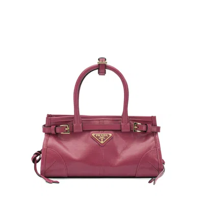 Prada Buckle Leather Shoulder Bag In Pink