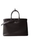 Prada Buckle Leather Tote Bag In Braun