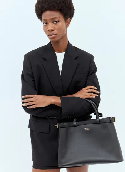 PRADA BUCKLE MEDIUM LEATHER HANDBAG