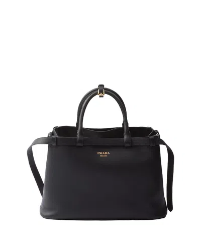 PRADA BUCKLE MEDIUM LEATHER HANDBAG WITH DOUBLE BELT