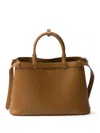 Prada Buckle Medium Leather Handbag With Double Belt In Brown