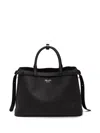 Prada Buckle Medium Leather Handbag With Double Belt In Black