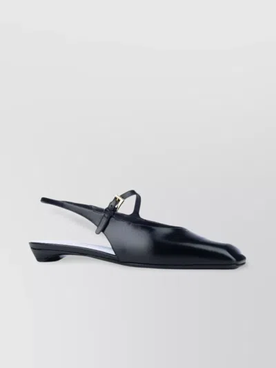 Prada Buckle Pointed Toe Slingback Smooth Ballerina Shoes