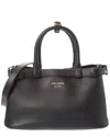 Prada Buckle Small Leather Bag With Double Belt In Black