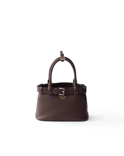Prada Buckle Small Leather Bag With Belt In Briarwood