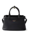 Prada Buckle Small Leather Bag With Double Belt In Black