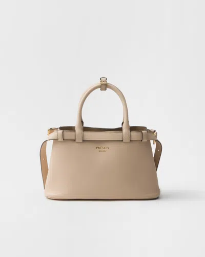 PRADA PRADA BUCKLE SMALL LEATHER HANDBAG WITH DOUBLE BELT