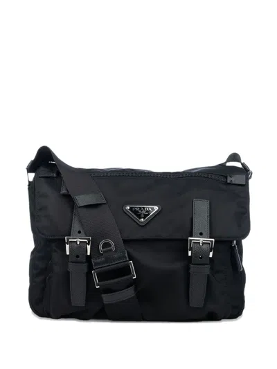 Prada Buckle Strap Cross Body Bag In Black