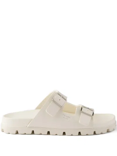 Prada Buckle Strap Sandals In Neutral