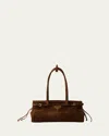 Prada Buckle Suede Shoulder Bag