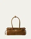 Prada Bonnie Medium Suede Handbag In Brown