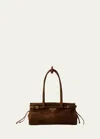 Prada Buckle Suede Shoulder Bag In F0324 Cacao