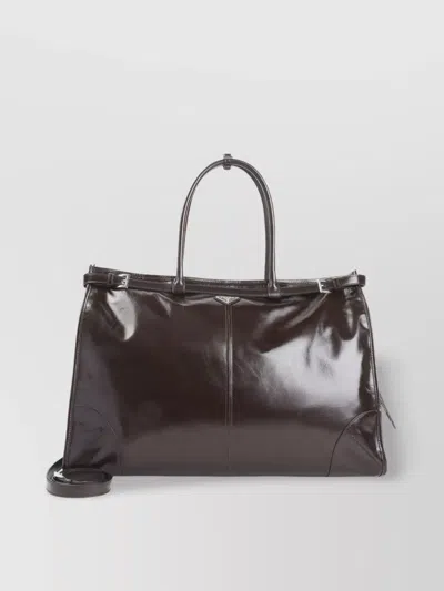 Prada Buckle Top Handles Tote Bag