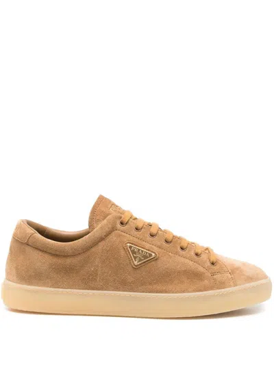 Prada Buckle Up Shoes In Brown