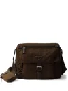 Prada Buckle Zipper Pockets Cross Body Bag In Brown