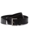 Prada Metal Buckle Calf Leather Belt In Black