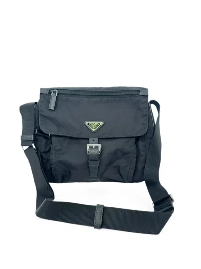 Pre-owned Prada Buckled Messenger Bag In Black