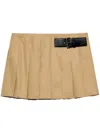Prada Twill Miniskirt With Leather Belt In Black