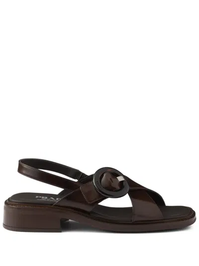 Prada Buckled Sandals In Brown
