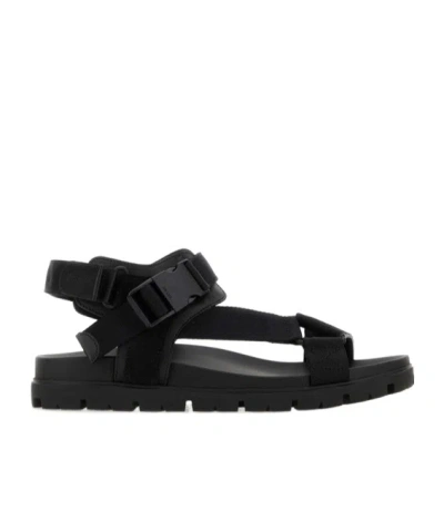 Prada Buckled Strappy Sandals In Black