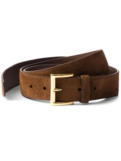 Prada Buckled Suede Belt In Brown