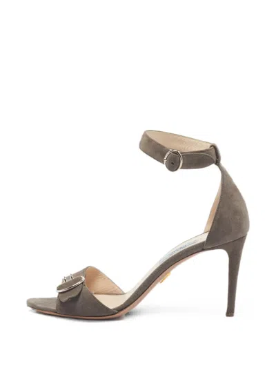 Pre-owned Prada Buckle-detail Ankle-strap Sandals In Gray